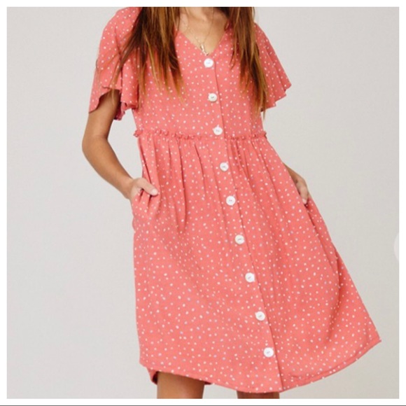 #22 Boho chic button down spotty check print dress - Picture 4 of 5